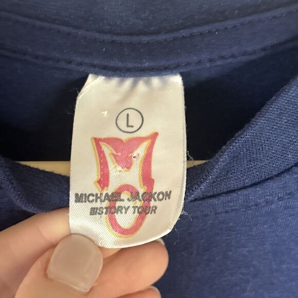 Vintage Rare Michael Jackson History Tour Shirt 1997 Blue Large Arabic - Picture 5 of 9